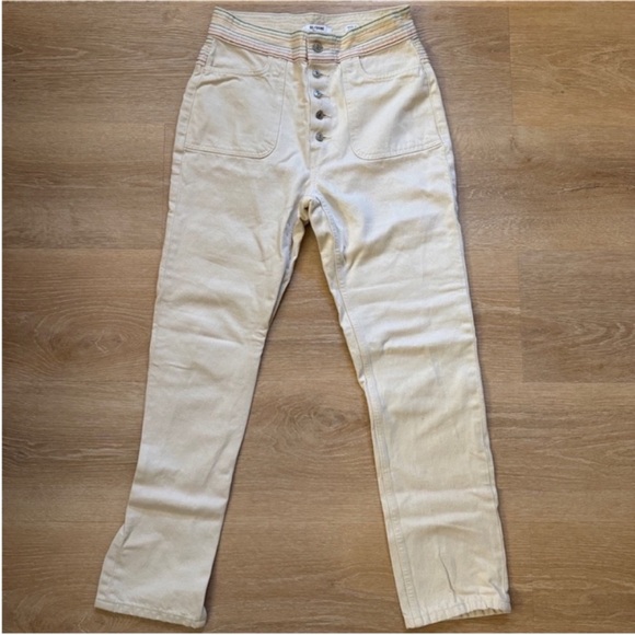 Re/Done Denim - Re/Done White Blanca Ecru Rainbow Jeans